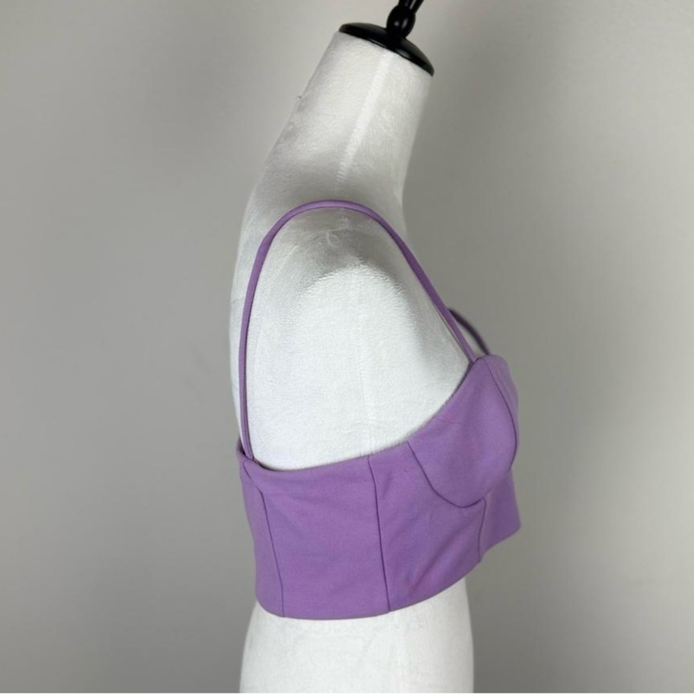 NWOT ZARA Lilac Crop Top Bustier Style Spaghetti Strap Size L - Picture 5 of 7